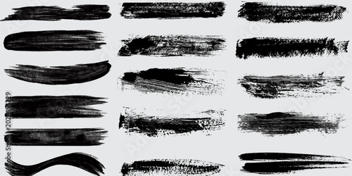 Beautiful Brushes vector collection. Grunge Elements - Brush strokes, ink paint brushes, grunge lines. Rectangle text box for social media and network. vector