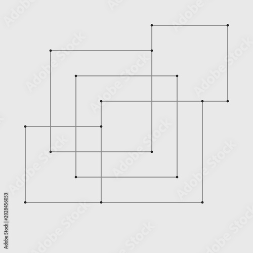 Photos Abstract minimalist composition of overlapping thin grey line square frames with