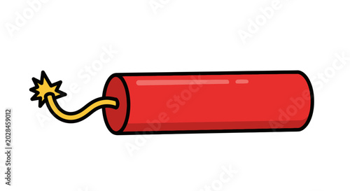 Cartoon style red dynamite stick explosive.