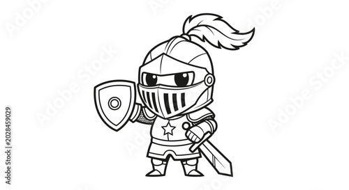 Tableau sur toile Cartoon knight in armor standing.