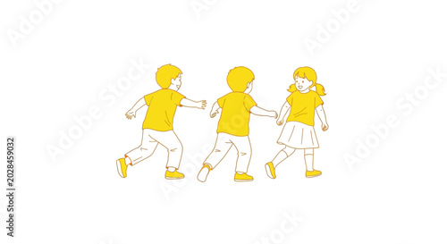 Foto Children Holding Hands in Line.