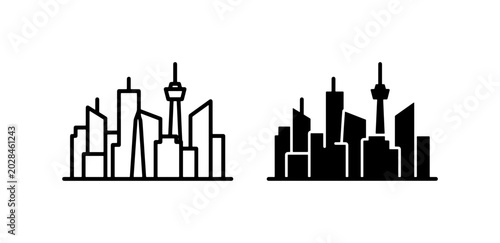 Photos Cityscape Icons, Urban Skyline Silhouette, Modern Architecture, Downtown Buildin