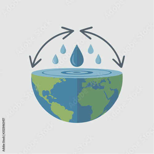 Earth globe with water cycle illustration
