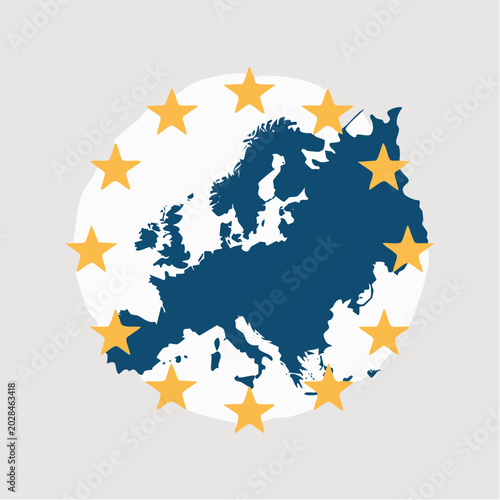 European Union map icon with gold stars