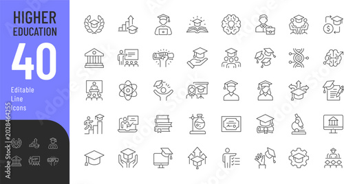 Canvastavla Higher Education Line Editable Icons set