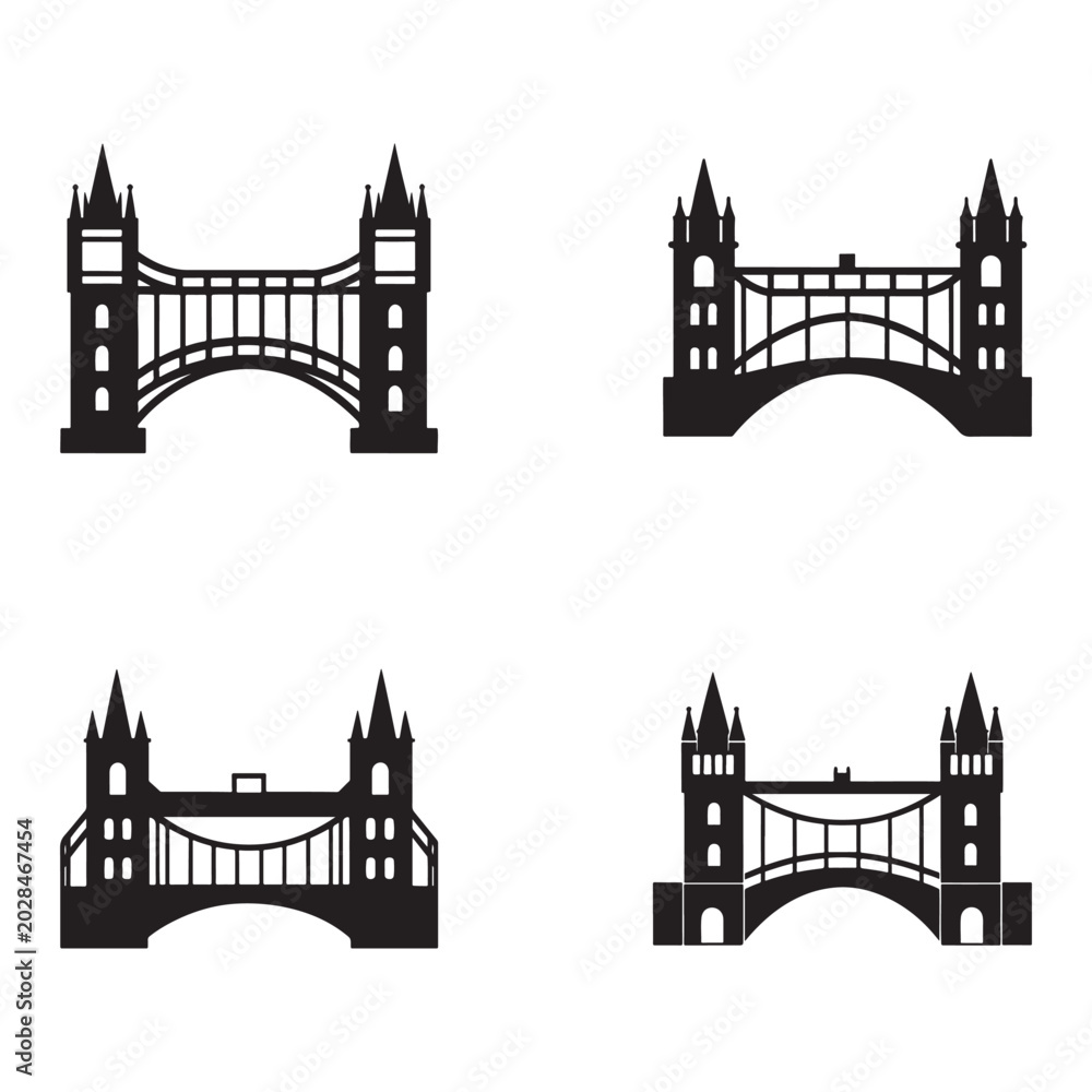 Obraz premium Tower Bridge London silhouette iconic landmarks England UK famous bridges cityscape architecture historic symbol tourist attraction