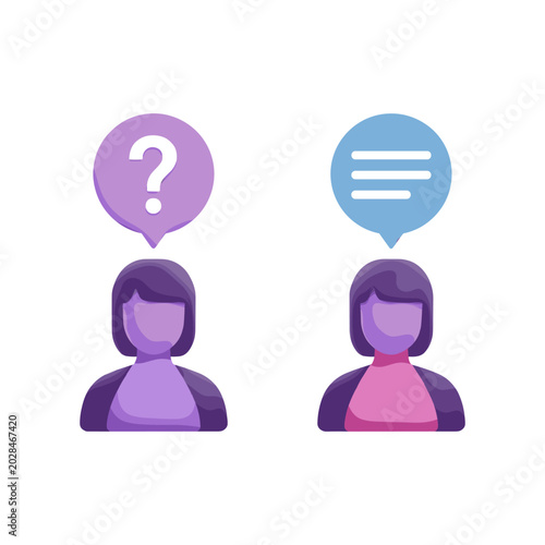 Schilderij op canvas Customer support and frequently asked questions faq vector avatars illustration