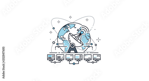 Global Communication Network Satellite Dish Earth Technology Connection Concept
