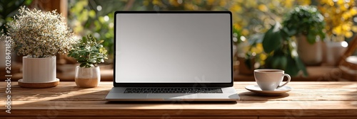 Laptop on a Table in a Garden Setting