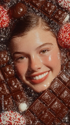 Chocolate-Covered Woman in Candy Display