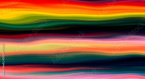 Vibrant abstract background with smooth, flowing waves of rainbow colors, creating a dynamic and fluid visual texture perfect for modern design