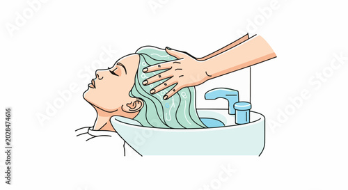 Person receiving a refreshing hair wash in a salon basin