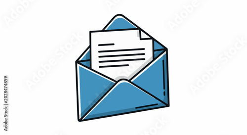 Open blue envelope with a document inside