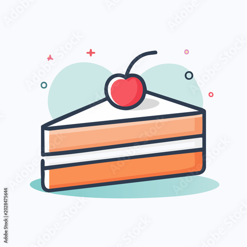 Slice of Cake with Cherry Topping