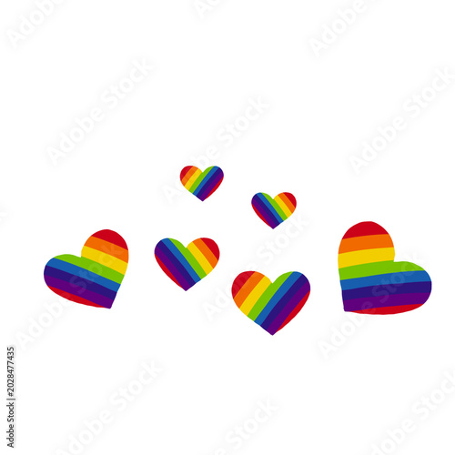 Bild auf Leinwand Rainbow heart illustration set for Pride Month and LGBTQ celebration