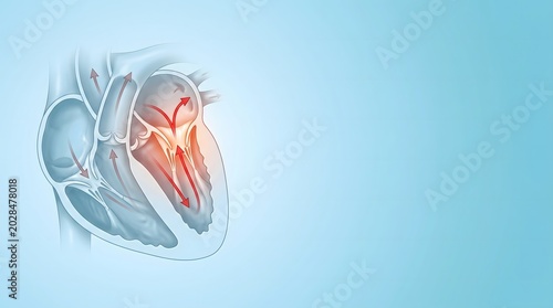 Minimal Heart Blood Flow Diagram with Cardiac Circulation Illustration