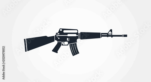 Bild auf Leinwand Silhouette of an Assault Rifle, Military Weapon Icon, Vector Illustration