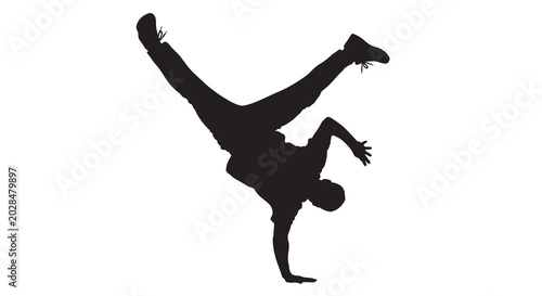Photos breakdancer silhouette performing handstand on white background