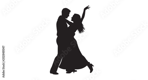 dancing couple silhouette against a white background