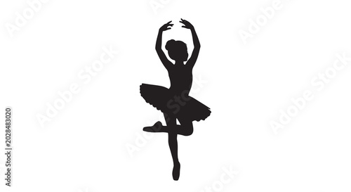 Foto ballerina silhouette in dancing pose against a white background