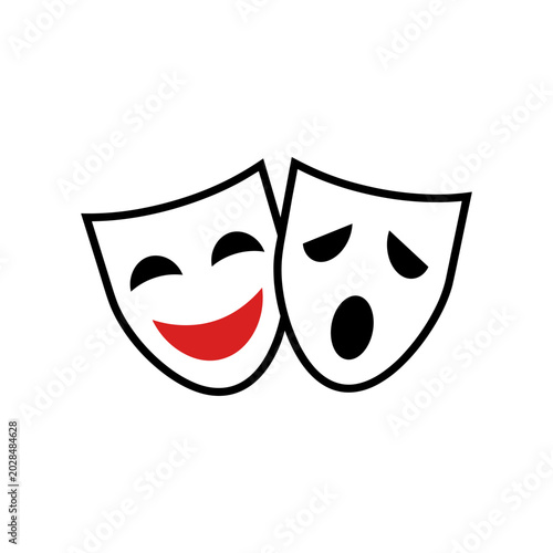 Comedy and tragedy theater masks vector graphic with performance thespian entertainment isolated