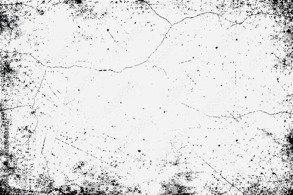 Fototapeta premium Grunge Overlay Texture, Old Dirty Concrete Background with Cracks and Scratches, Distressed Weathered Surface for Vintage Design, Black and White Gritty Grainy Effect, Vector Illustration Graphic.