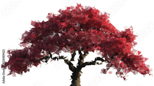 Konstfotografi Red Japanese Maple Model Lowpoly Polygonal Tree Vector Illustration Nature Flora