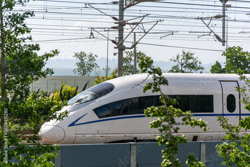 highspeed train on the railway