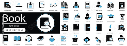 Obraz na plátně Book Solid Icon Set