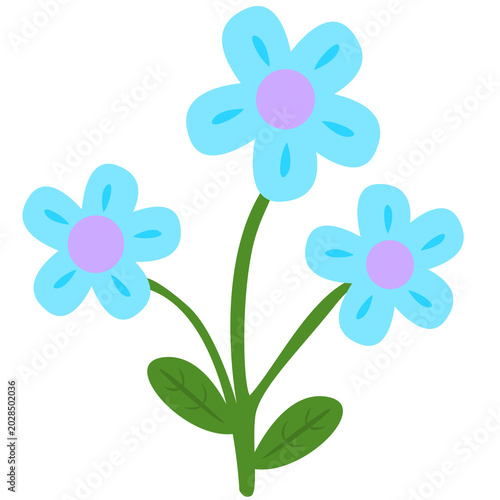 three pretty light blue flowers