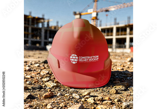 Construction Helmet Mockup Design for Advertising Layout and Communication
