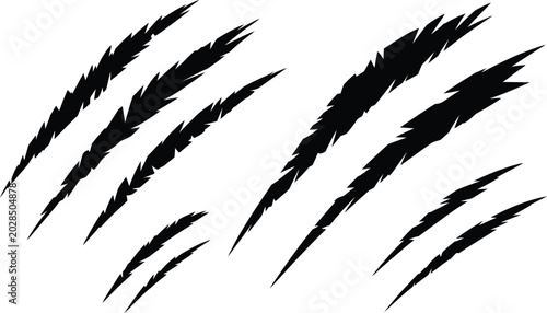 Tablou pe pânză Collection of jagged black claw mark vector graphics with claw marks illustratio