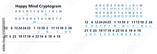 Valokuva Happy mind cryptogram puzzle worksheet