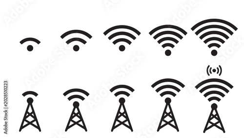 Картината върху платно Wireless and wifi icon. Wi-fi signal symbol. Internet Connection.