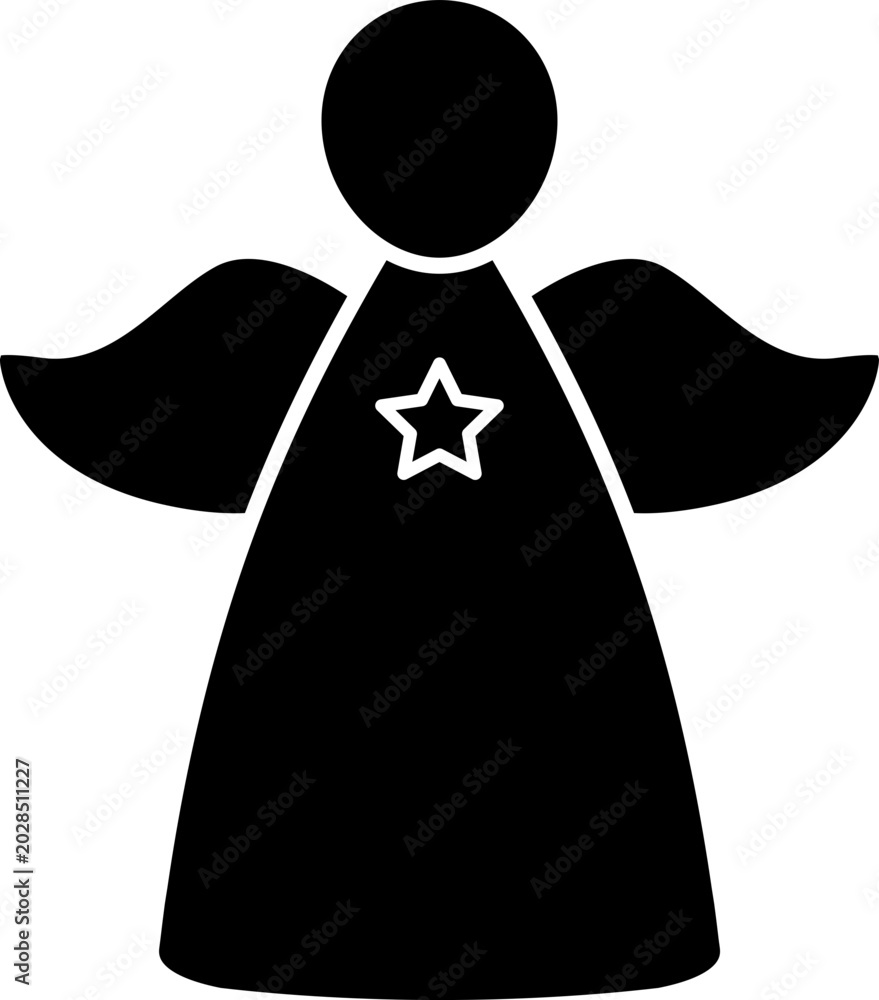 Obraz premium Simple Angel Silhouette Clipart and Template Illustration. Angel Figure Silhouette Vector Icon Art Graphic. Transparent Background. SVG.