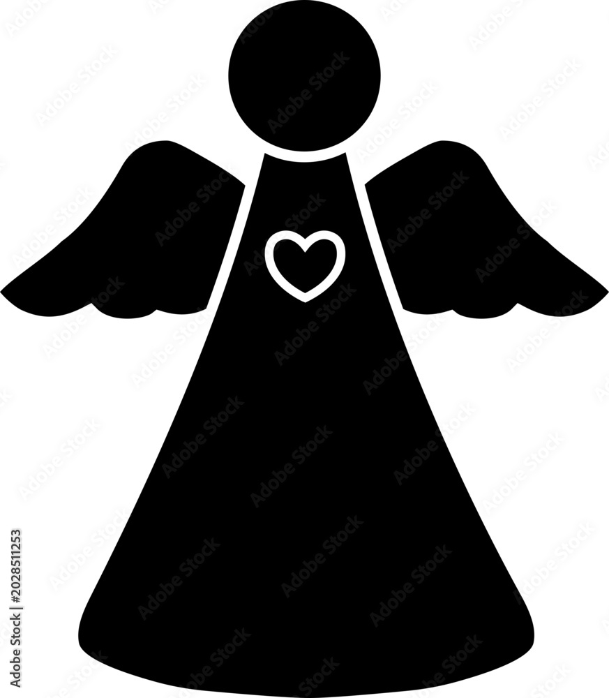 Obraz premium Simple Angel Silhouette Clipart and Template Illustration. Angel Figure Silhouette Vector Icon Art Graphic. Transparent Background. SVG.