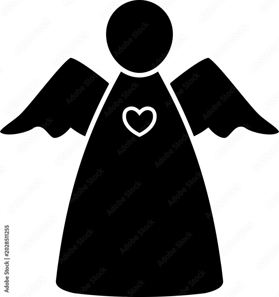 Obraz premium Simple Angel Silhouette Clipart and Template Illustration. Angel Figure Silhouette Vector Icon Art Graphic. Transparent Background. SVG.