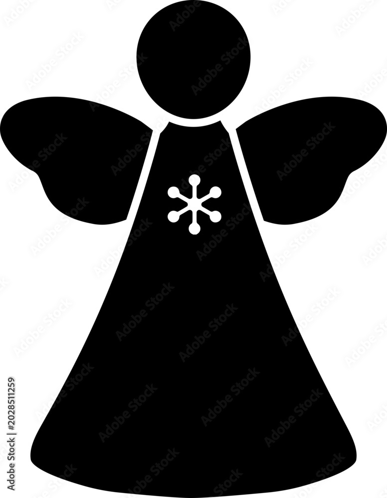 Obraz premium Simple Angel Silhouette Clipart and Template Illustration. Angel Figure Silhouette Vector Icon Art Graphic. Transparent Background. SVG.