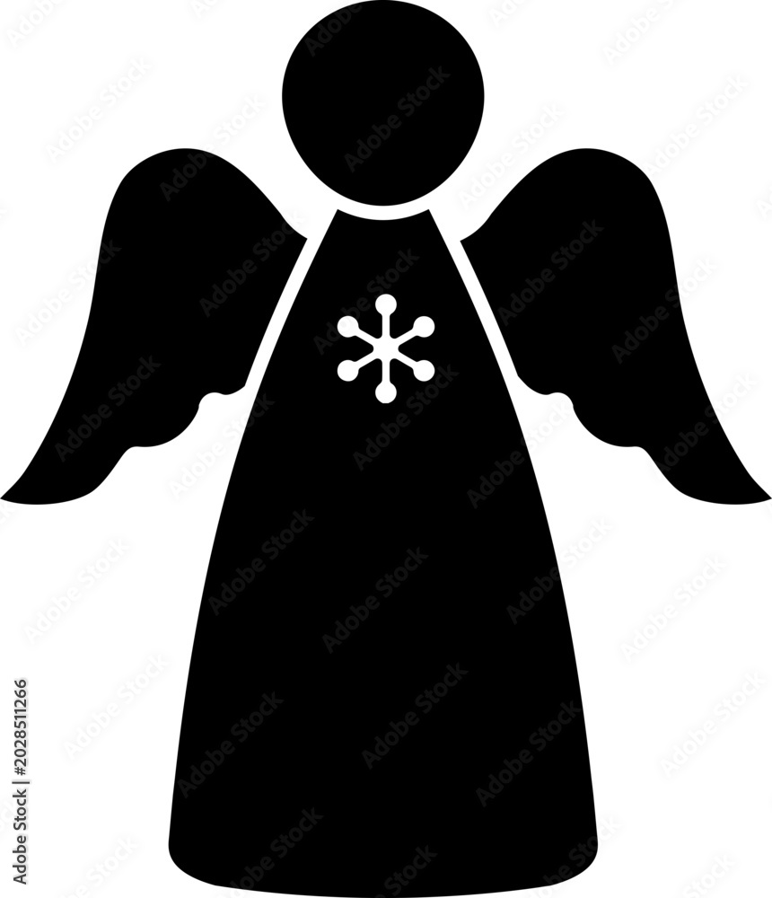 Obraz premium Simple Angel Silhouette Clipart and Template Illustration. Angel Figure Silhouette Vector Icon Art Graphic. Transparent Background. SVG.