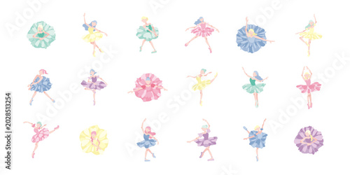 Tableau sur toile バレリーナのイラストセット