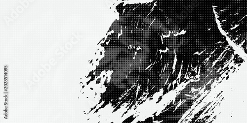 Black and blue abstract grunge background with halftone style.