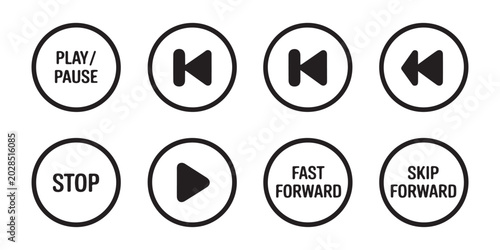 Photos Media player control vector icons set