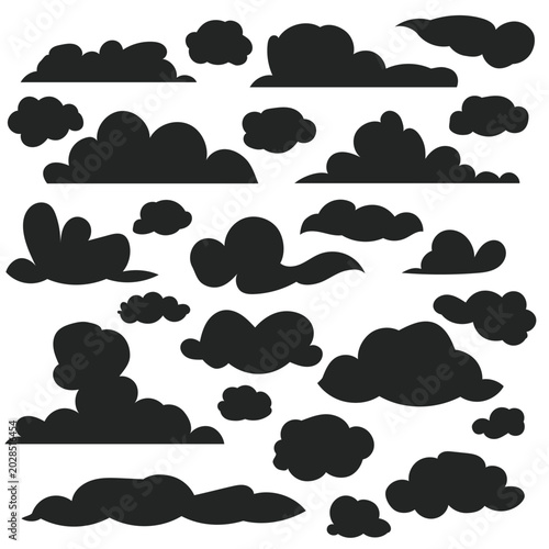 Cartoon Cloud Shapes  - Hand-Drawn Style Cloud Silhouettes for Designers