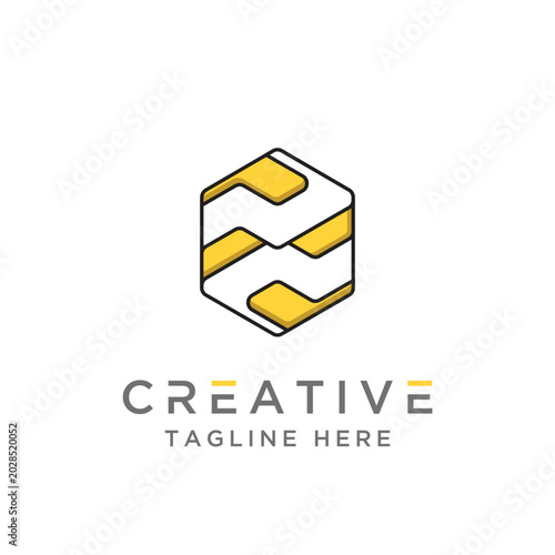 Abstract Hexagonal Letter N and Z Monogram Logo Vector