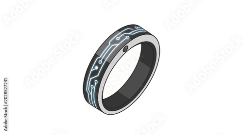 Smart Ring with Integrated Glowing Electronic Circuitry
