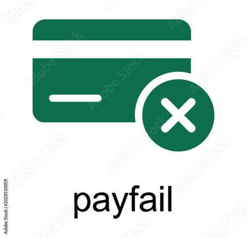 Payment failed icon, credit card with cross mark, vector illustration