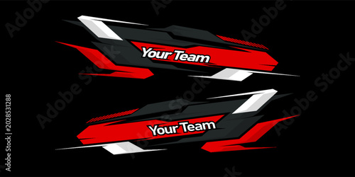 Racing car wrap design vector. sporty sticker design. Graphic abstract stripe racing background kit designs for wrap vehicle. race car, rally, adventure and livery.
