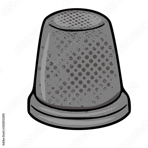 Foto Vintage gray thimble vector illustration with textured surface