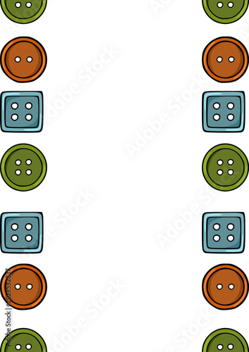 Photos Seamless vector pattern of colorful sewing buttons, round and square shapes, for