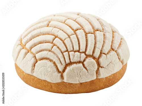 Mexican Concha Sweet Bread Isolated , Traditional Pan Dulce Pastry Top View
